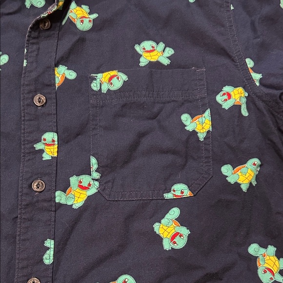 Pokemon Men’s Squirtle Navy Blue Button Down Shirt Vintage 2017 S - Picture 1 of 7